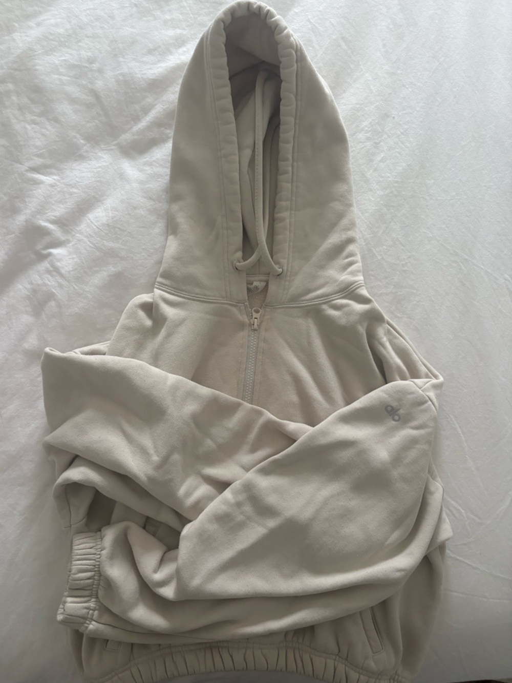 ALO tan cropped quarterzip
